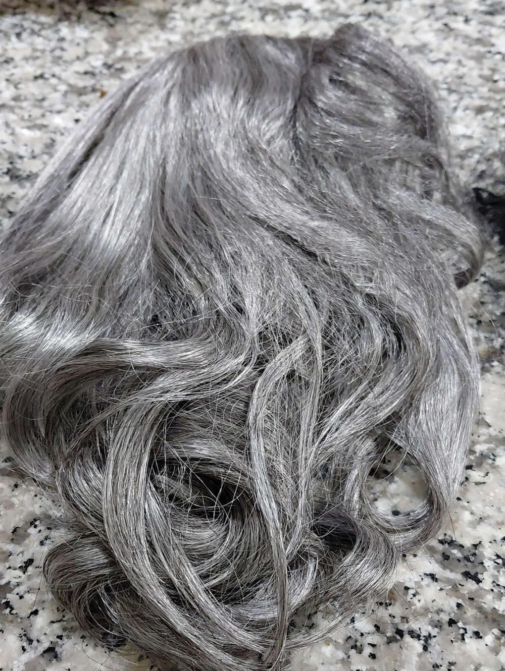 Synthetic Gray Wavy Hairpiece - Natural Silver Tone Ponytail